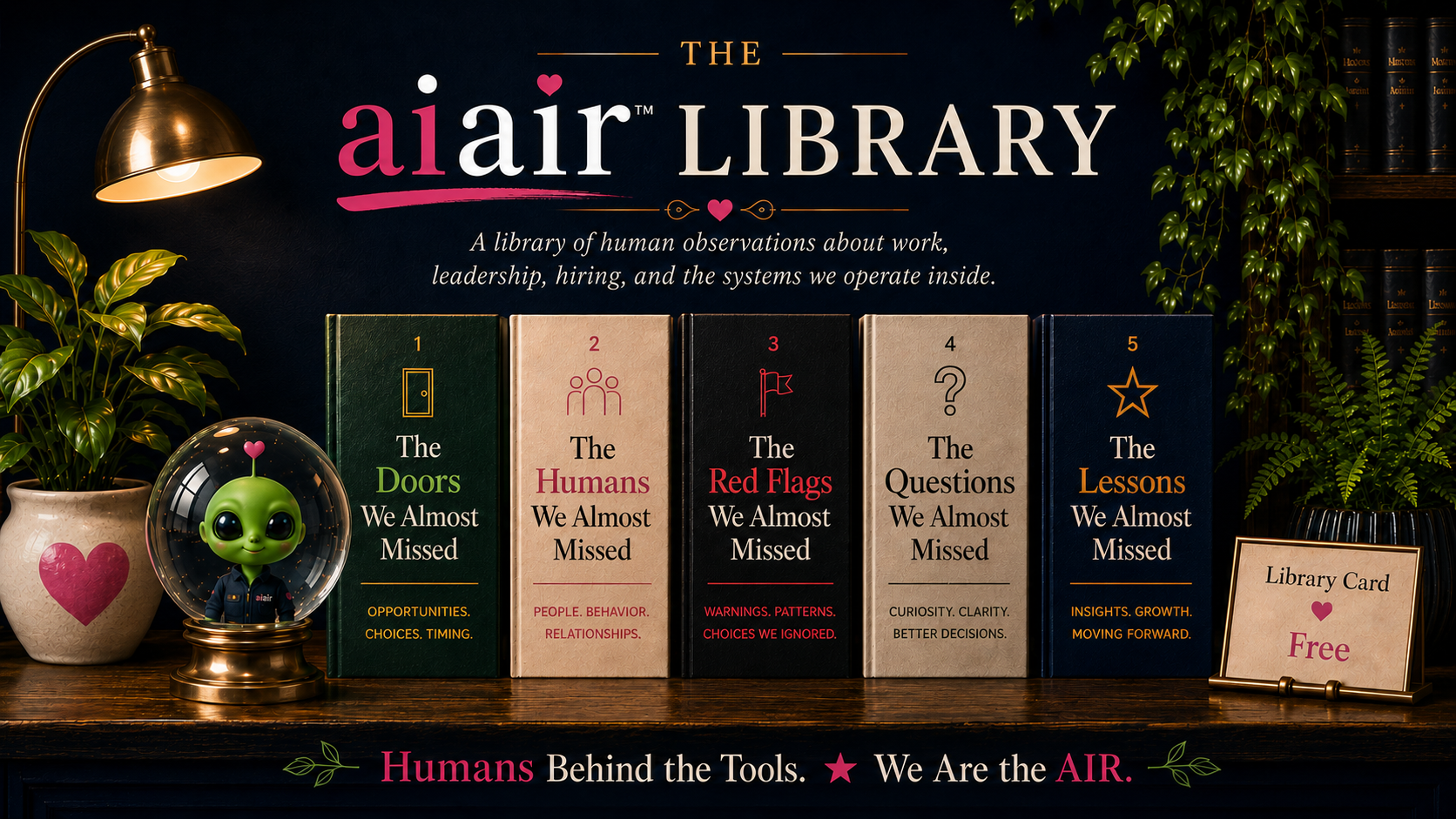 The aiair™ Library with Eve and five collections of human observations